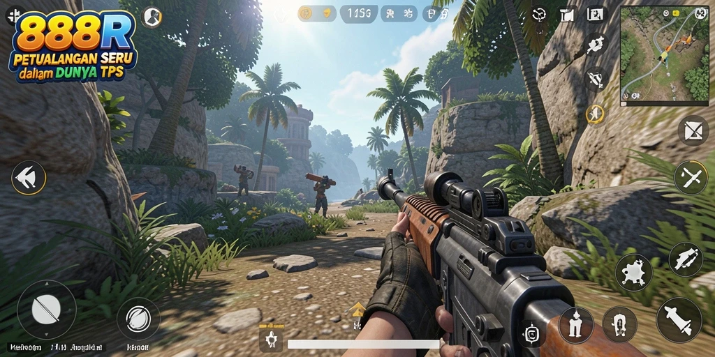 Tampilan gameplay seru di dalam permainan TPS 888R.