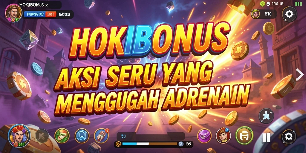 Tampilan aksi seru dalam HOKIBONUS dengan karakter berjuang di medan perang.