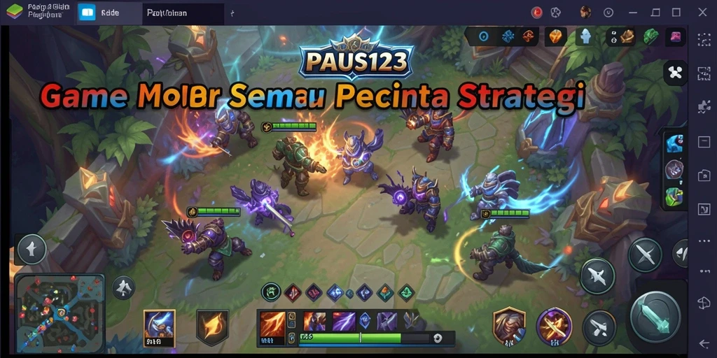 Tangkapan layar menunjukkan aksi seru dalam pertandingan MOBA PAUS123.