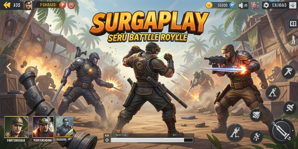 Tampilan seru gameplay SURGAPLAY dalam aksi Battle Royale.