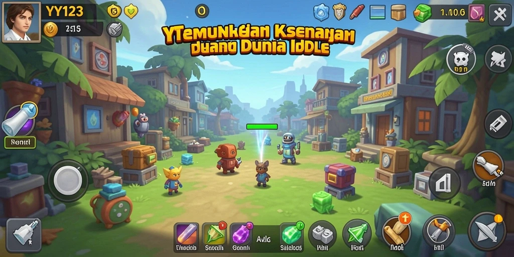 Screenshot utama YY123 menampilkan karakter dan dunia gameplay Idle yang menarik.